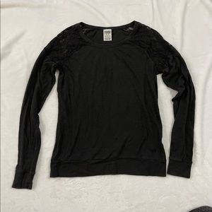 Black long sleeve lace shoulder